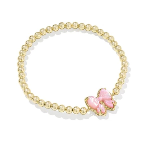 Kendra Scott Haley Bow Blush Pearl Mother-of-Pearl Necklace Set (Gold Bracelet) - Picture 2 of 4